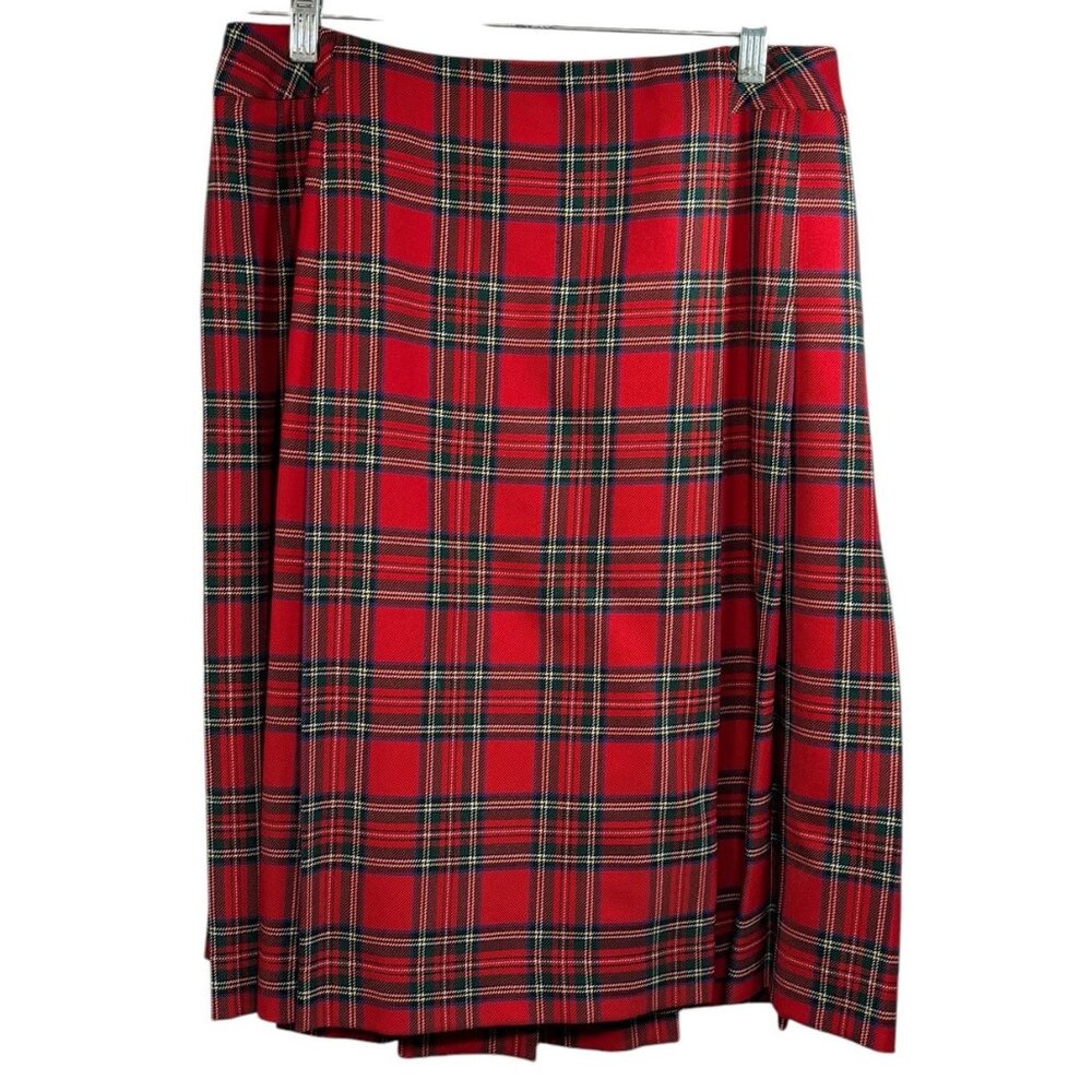 Pendelton Wool Skirt Womens 10 Knee Length Red Plaid Preppy Academia Holiday USA